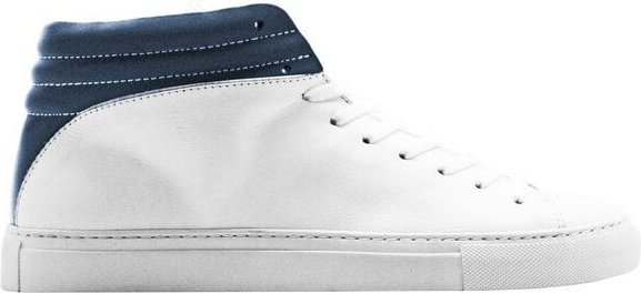 Thumbnail - hoher Sneaker aus Leder "nat-2 Sleek white navy" in weiß und blau