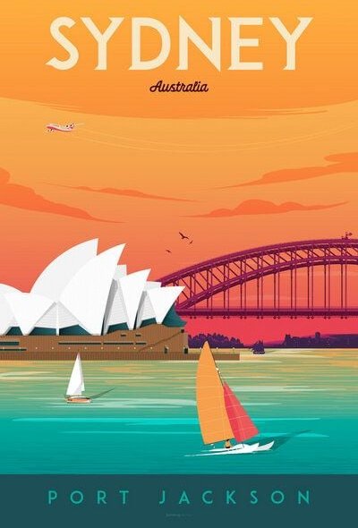 Photocircle Poster / Leinwandbild - Sydney Vintage Travel Wandbild