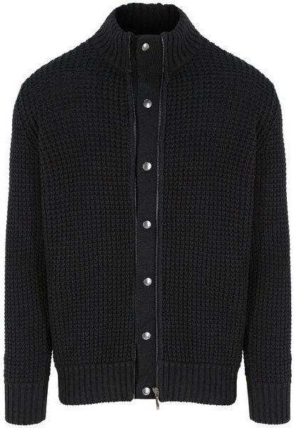 Will's Vegan Shop Waffel-Cardigan schwarz stricken Herren