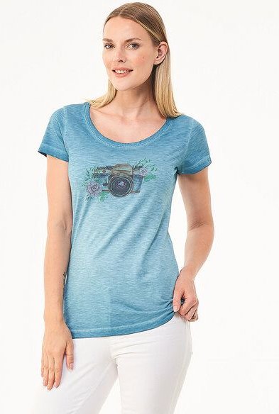 ORGANICATION Cold Pigment Dyed T-Shirt aus Bio-Baumwolle mit Kamera-Print