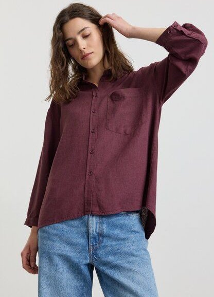 Damen Bluse aus Leinen und LENZING ECOVERO Viskose Mix - CYPRESS - recolution