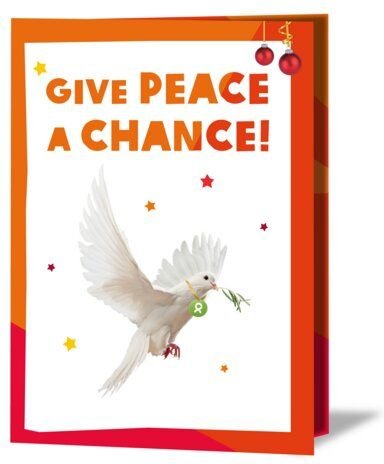 OxfamUnverpackt Spenden-Geschenk "Friedenstaube" (Weihnachtskarte mit Magnet)