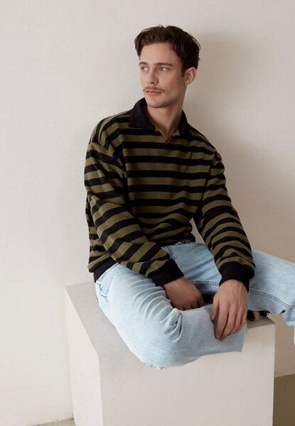 Givn Berlin Gestreifter Sweater GBBELA aus recycelter Baumwolle mit Kragen