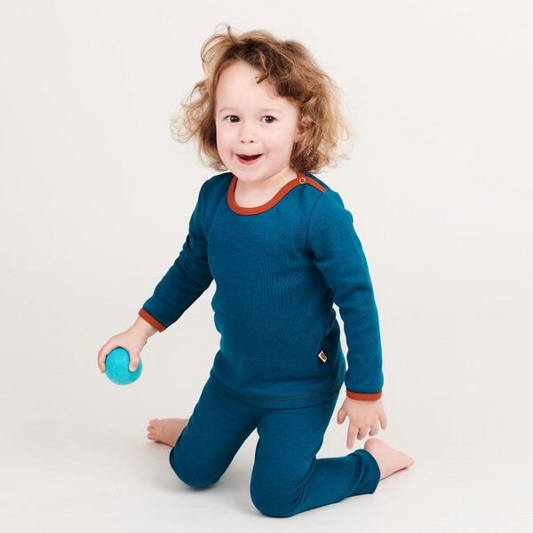 Cheeky Apple Langarm Baby-Shirt aus Bio-Baumwolle "Jacquard Petrol"