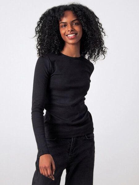 Thumbnail - Honest Basics Geripptes Langarm Shirt