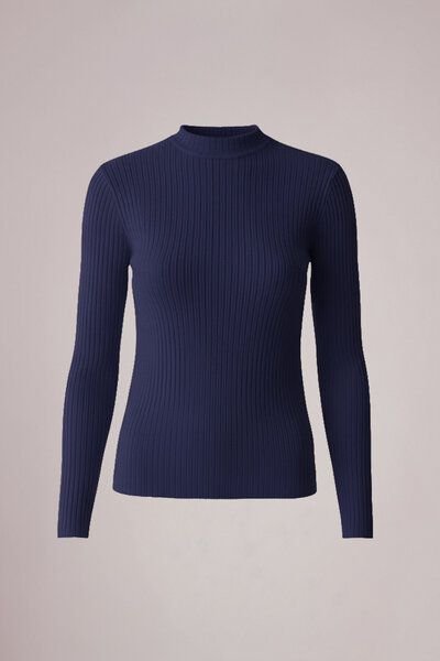 l'amour est bleu Geripptes Langarmshirt aus Bio-Baumwolle