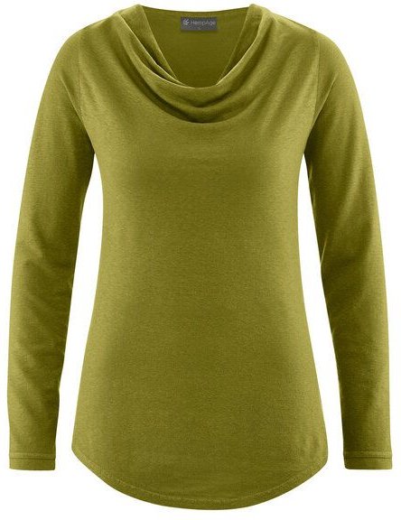 Thumbnail - HempAge Langarmshirt mit Wasserfallkragen Hanf/Biobaumwolle