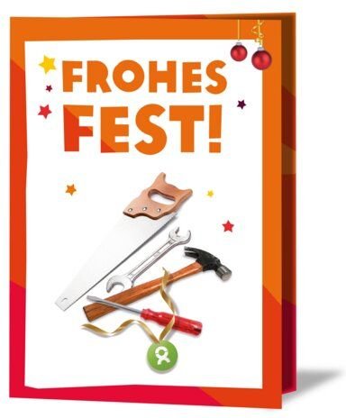 OxfamUnverpackt Spenden-Geschenk "Werkzeug" (Weihnachtskarte mit Magnet)