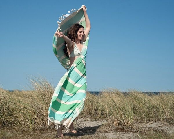 Yolunda Hamamtuch, Strandtuch Dalya Bio-Baumwolle zweifarbig gestreift