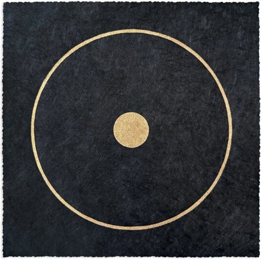 Thumbnail - Veskor Cassiopeia CENTRAL ORBIT Linoldruck | 22 × 22 cm | Gold auf Schwarz