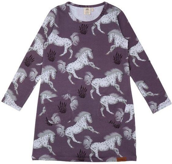Kleinkinder Langarmtunika „Schimmel Pferde“ Lila aus GOTS-zertifizierter Bio-Baumwolle – Walkiddy