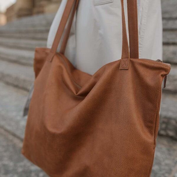 Thumbnail - BOWLEANIES TASCHEN Mom Bag | Großer Shopper aus Lederfaserstoff mit Reißverschluss