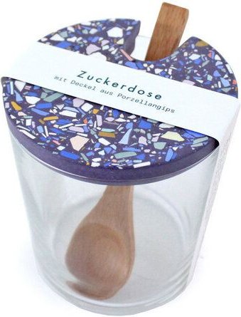 Objet Vague Zuckerdose, Glasdose Terrazzo inkl. Holzlöffel