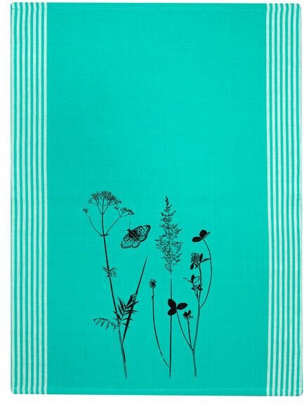 Hirschkind Bio & Fair-Trade-Geschirrtuch "Schmetterlingswiese" türkis