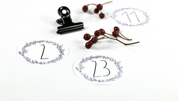 STUDIO KARAMELO Adventskalender Zahlen mit Ranken zum Aufkleben | Recyclingpapier
