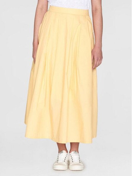 KnowledgeCotton Apparel Midirock - Poplin elastic waist skirt - aus Bio-Baumwolle