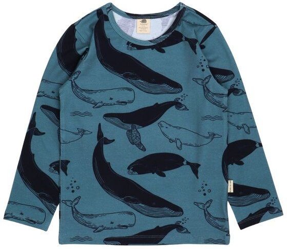 Langarmshirt Kinder Bio-Baumwolle Whale Friends blau GOTS zertifiziert weiches Walkiddy Jerseyshirt mit Walen Motiv haut...