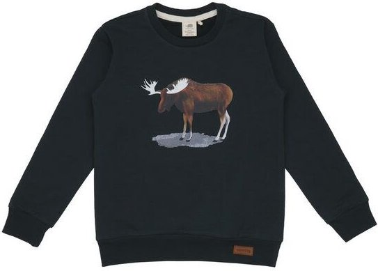 Baby Sweatshirt GOTS zertifiziert – Dunkelgrün mit Elchmotiv, weich & bequem | von Walkiddy