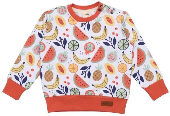 Kinder Sweatshirt GOTS zertifiziert Bio-Baumwolle, Offwhite, Früchte-Muster, Walkiddy