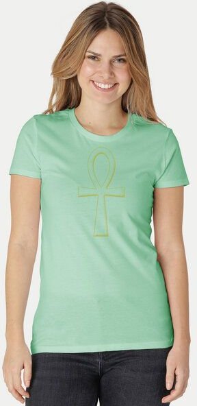 Peaces.bio - handbedruckte Biomode Damen Fit T-Shirt Ankh