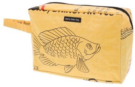 MoreThanHip Medium Kulturtasche aus recycelten Zement oder Fischfuttersaecken Washu