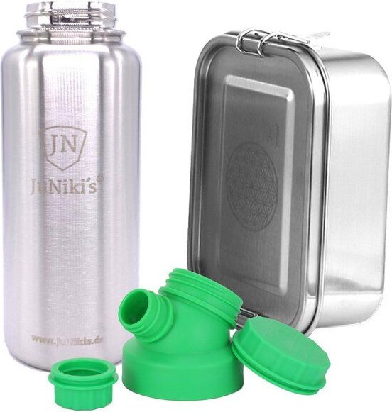 JN JuNiki's Set "Blume des Lebens": Lunchbox + 1 Liter isolierte Edelstahltrinkflasche