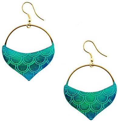 Frida Feeling Ohrringe Jaladhi, gold-farben / blaugrün