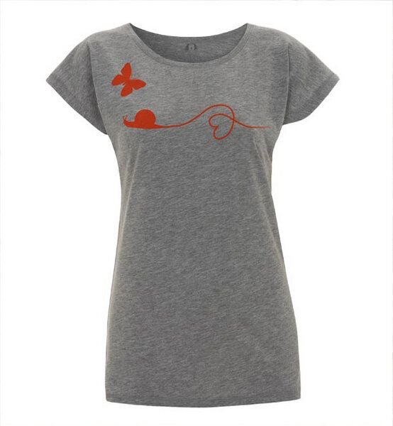 Picopoc T-Shirt Schnecke und Schmetterling in Grau & Rot