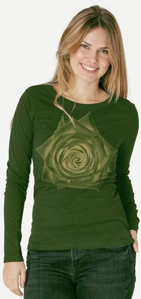 Peaces.bio - handbedruckte Biomode Bio-Damen-Langarmshirt Rose