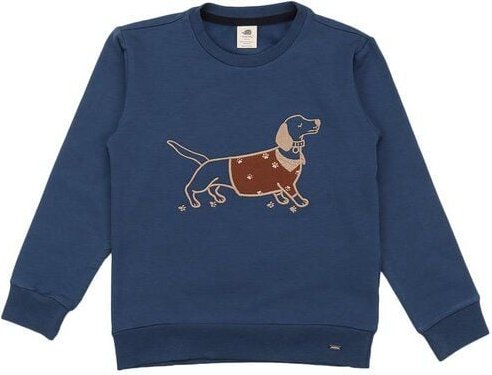 Kinder Sweatshirt GOTS zertifiziert Bio-Baumwolle, Blau, Hunde-Motiv, Walkiddy