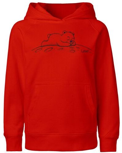 HANDGEDRUCKT "Later" Kinder-Hoody aus reiner Biobauwolle (kbA) Bär