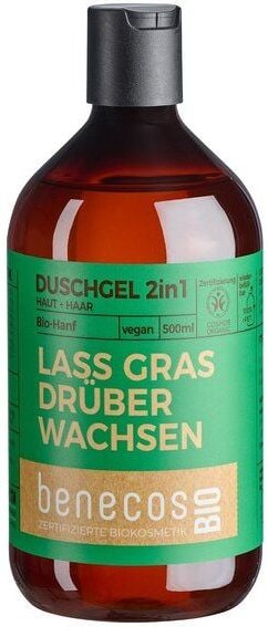 benecosBIO - Duschgel 2in1 BIOHanf Haut&Haar - LASS GRAS DRÜBER WACHSEN