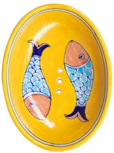 TRANQUILLO Blue Pottery Seifenschale von Hand geformt und bemalt