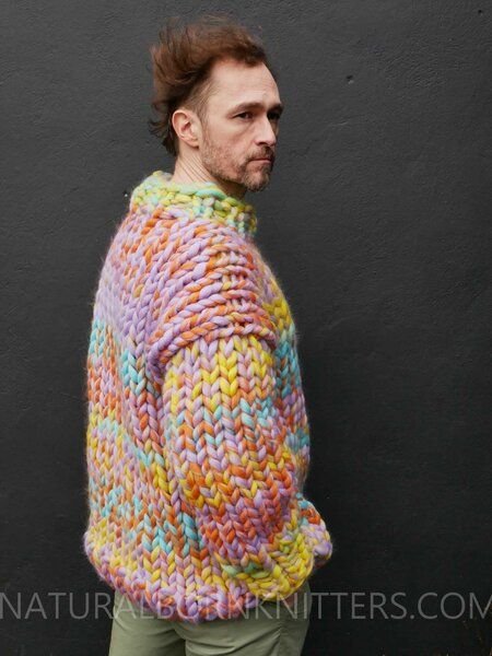 PANAPUFA 100% Wolle mehrfarbig Männerpullover Grobstrick Chunky