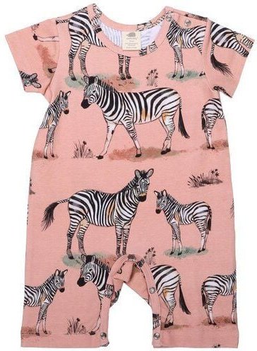 Baby-Strampler Rosa Walkiddy Zebra – Kurzer Arm, Bio-Baumwolle, Allergikerfreundlich, Nachhaltig, GOTS-zertifiziert, Umw...