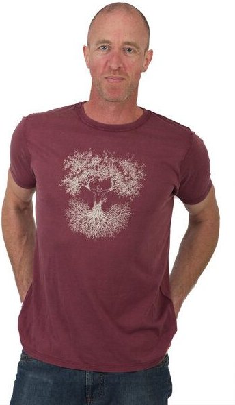 Thumbnail - Life-Tree Shirt aus Biobaumwolle Fairwear für Herren "Fusion" in Washed Red