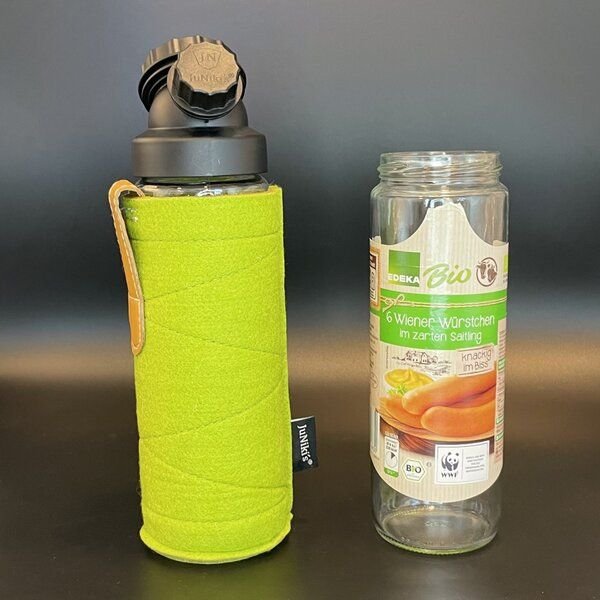 JN JuNiki's Set: JuNiki´s Würstchen® Verschluss + Wollfilzhülle grün