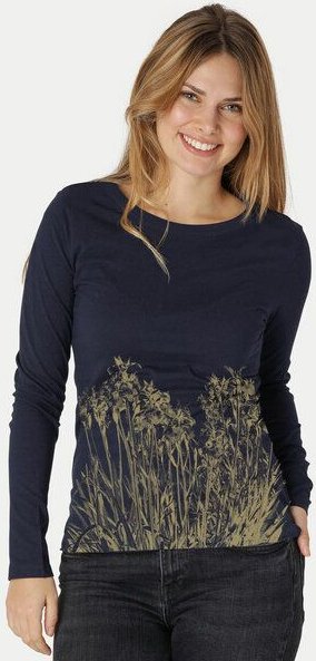 Peaces.bio - handbedruckte Biomode Langarmshirt Damen Mystic Iris