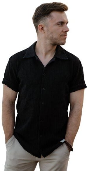 Hutch&Putch Kurzarm Musselin Herrenhemd - Business Casual Freizeit - aus 100% Bio-Baumwolle