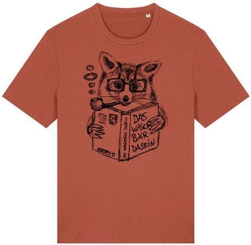 päfjes Willi Waschbär liest ein Buch - Fair Wear Männer/Unisex T-Shirt - Heritage Brown