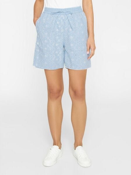 KnowledgeCotton Apparel Kurze Hose - Embroidery Anglaise - aus Bio-Baumwolle/Leinen
