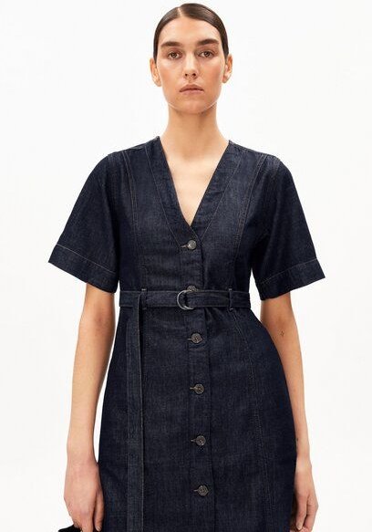 ARMEDANGELS BELTED DENIM Damen Jeanskleid aus Baumwoll-Lyocell-Mix