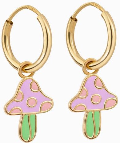 Paeoni Colors Pilz-Creolen, Ohrringe aus 18k Gold Vermeil, 925 Sterling Silber