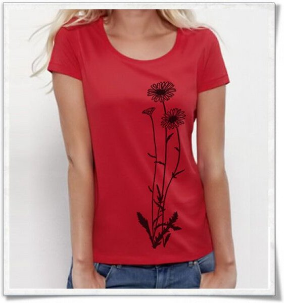 Picopoc Blumen T-Shirt in rot für Frauen