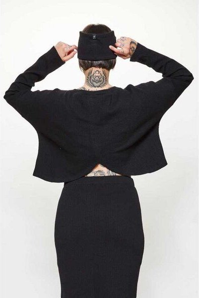 LUMEN organic Pulli CROPPED schwarz Struktur