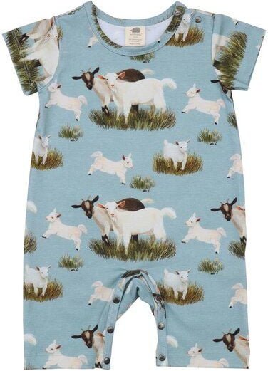Baby-Strampler Bio-Baumwolle Kurzarm - Walkiddy "Goat Family" - Grün - Umweltfreundlich & GOTS-zertifiziert. Nachhaltig,...