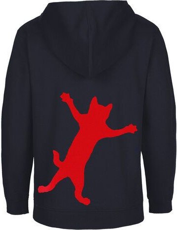 HANDGEDRUCKT Unisex Kinder Zip Up Hoody "Klammerkatze"