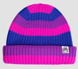 Kiwistories Strick Mütze/ Beanie 100% Merinowolle mulesingfrei Bunt Streifen