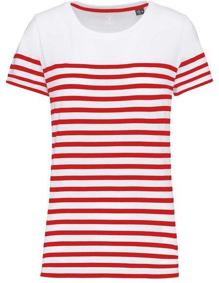 YTWOO Nachhaltiges Damen-T-Shirt mit Rundhalsausschnitt im Marine-Stil