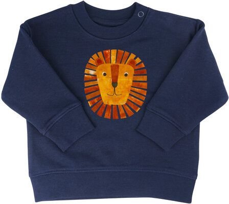 Meladi Kinder Baby - Sweater aus Biobaumwolle - Löwe auf Navy Blue